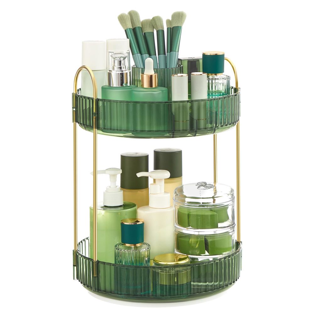 Makeup Organizer, 2-tier Round Rotating Skincare Organizer Countertop,🐟